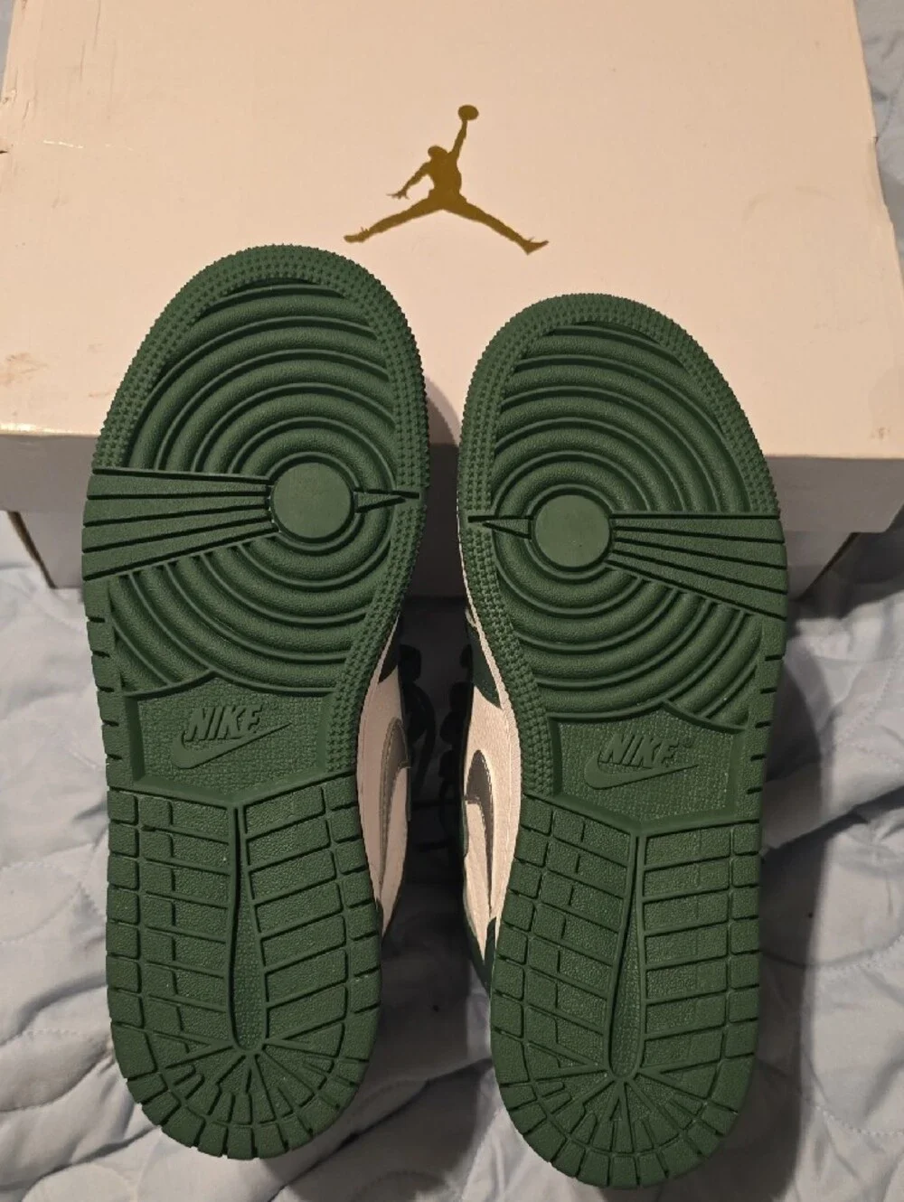 Nike High-Top Sneakers in White and Dark Green